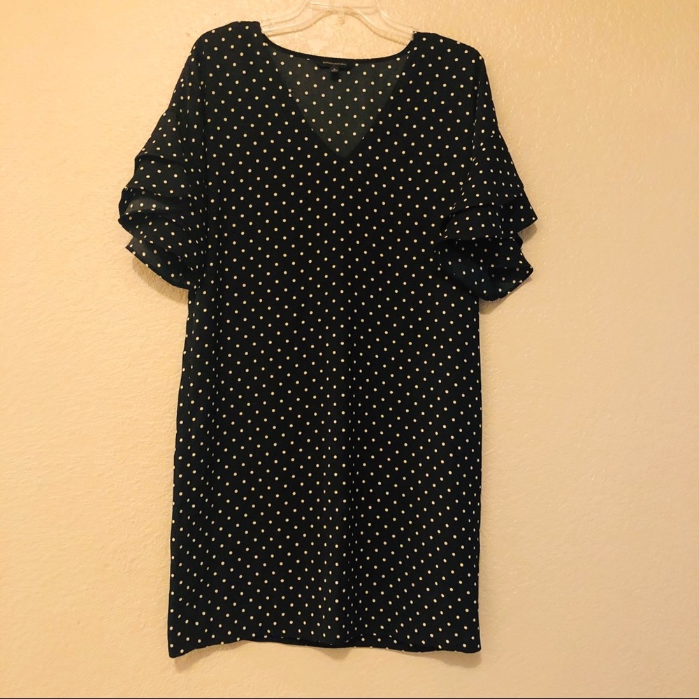 Banana Republic White/Black Polkadot Dress